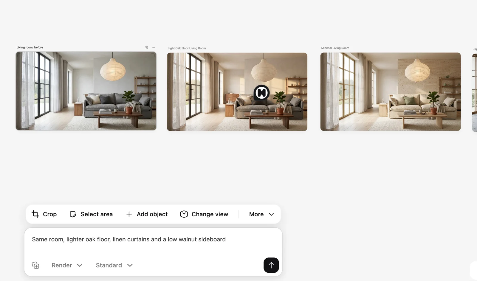 The AI input panel over the canvas